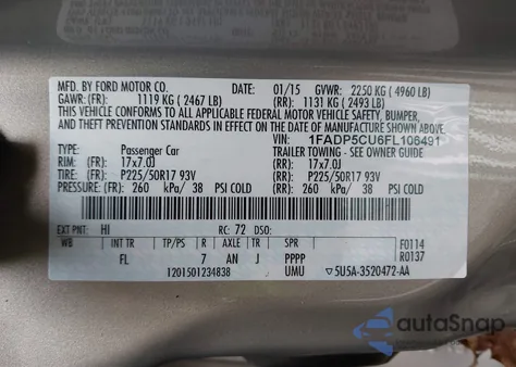 2015 Ford C-Max Energi Sel from USA, damaged, VIN 1FADP5CU6FL106491